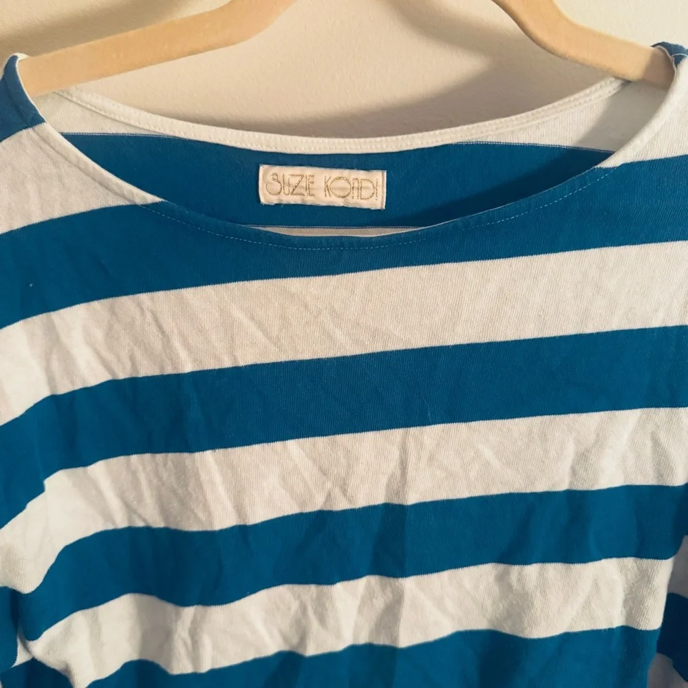 Suzie Kondi Psaras Striped Tee in Blue and White Stripe - Picture 6 of 7